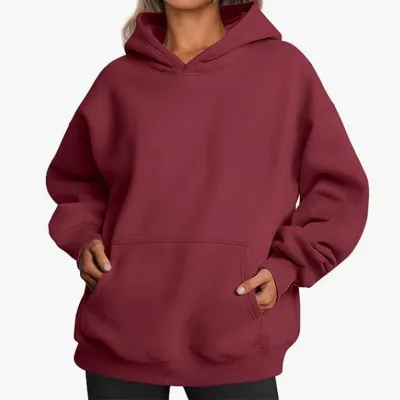 Autumn Winter Women Casual Loose Solid Color Long Sleeve Pocket Pullover Hoodies