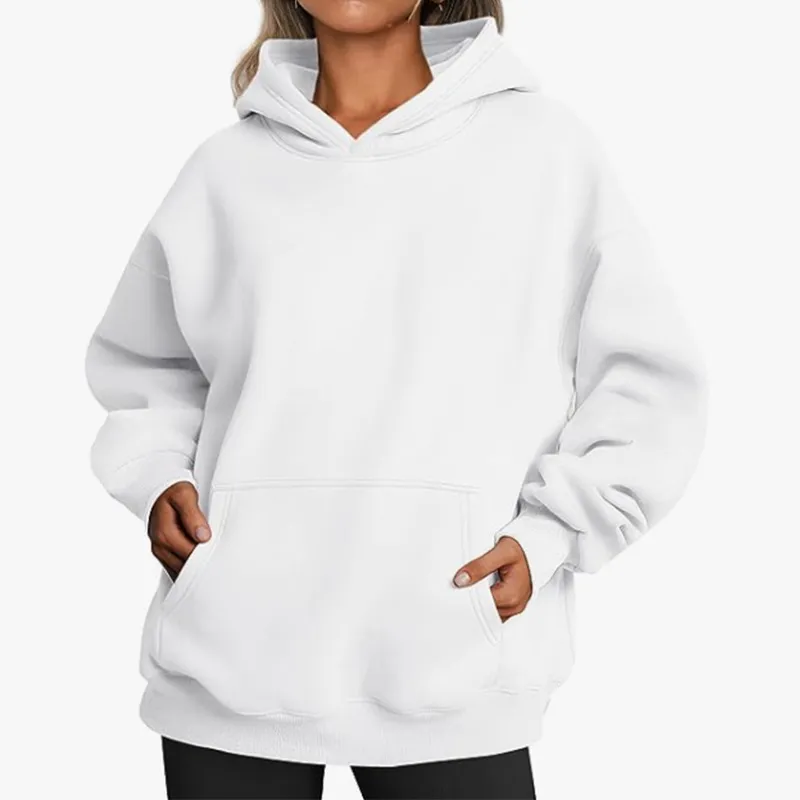 Autumn Winter Women Casual Loose Solid Color Long Sleeve Pocket Pullover Hoodies