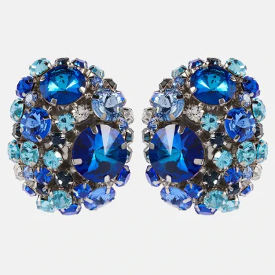 Women Fashion Exaggerated Round Rhinestone Ear Clip Geometric