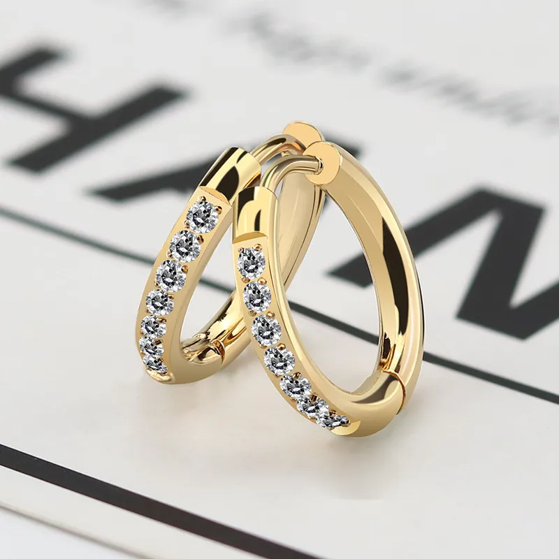 Women's Fashion Titanium Steel Geometric Zircon Earrings