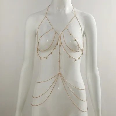 Women Multi-Layer Drop Shape Alloy Body Chain