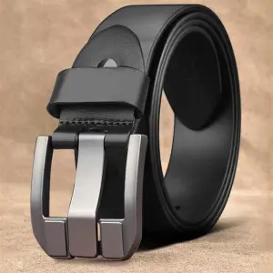 Men Fashion Casual Business Square Pin Buckle PU Leather Belt