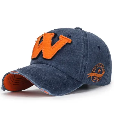 Simple Fashion Distressed Baseball Cap with Letter Hole Sunshade