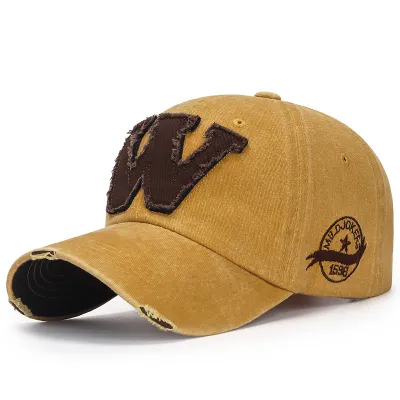 Simple Fashion Distressed Baseball Cap with Letter Hole Sunshade