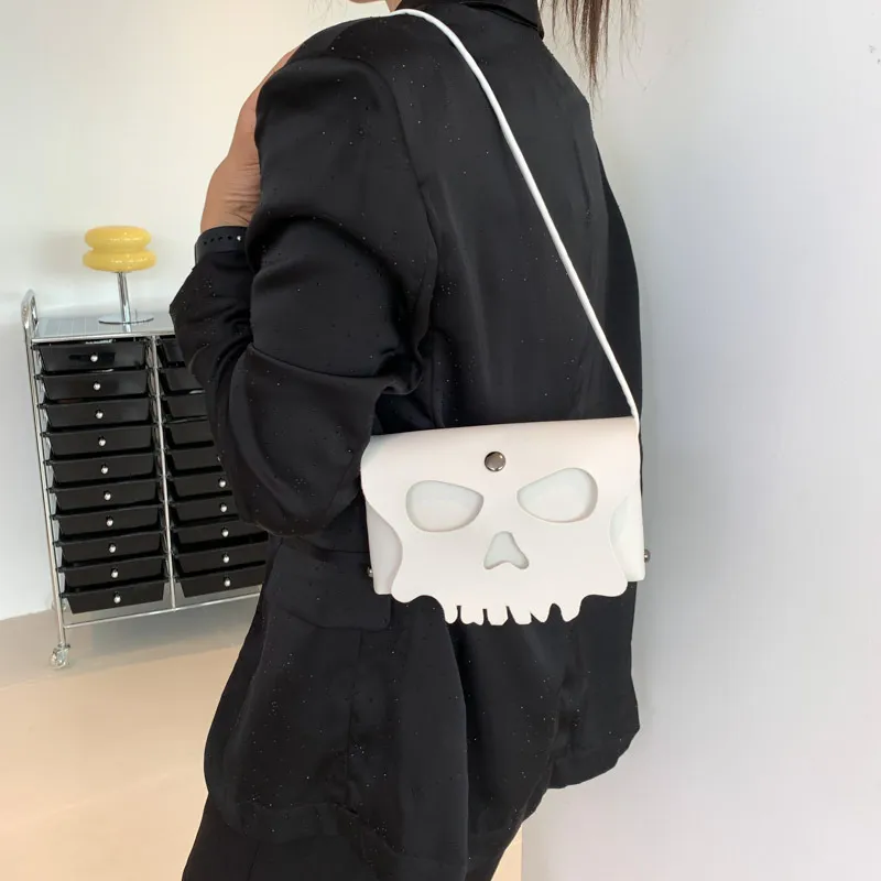 Fashion Creative Solid Color Skull Crossbody Bag PU Street Trend