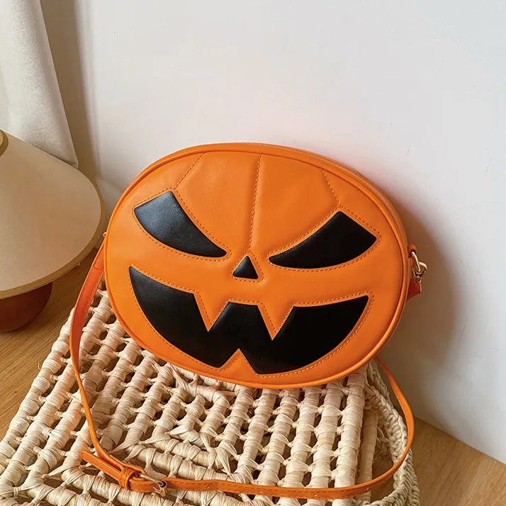 Halloween Creative Pumpkin Skull PU Crossbody Shoulder Bag