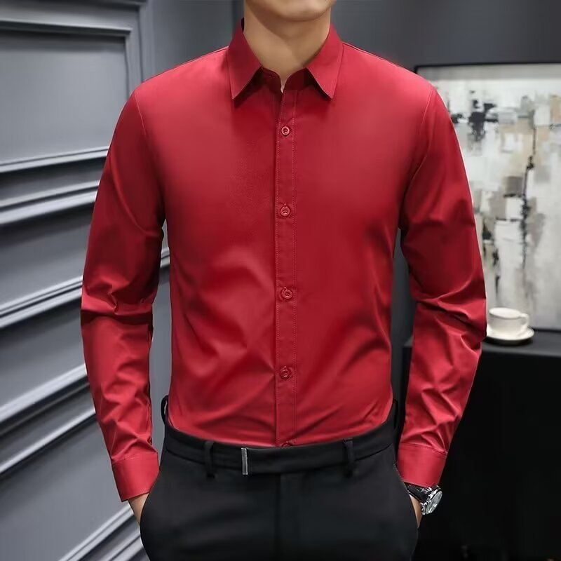 Wholesale Men Fashion Solid Color Long Sleeve Shirt Top