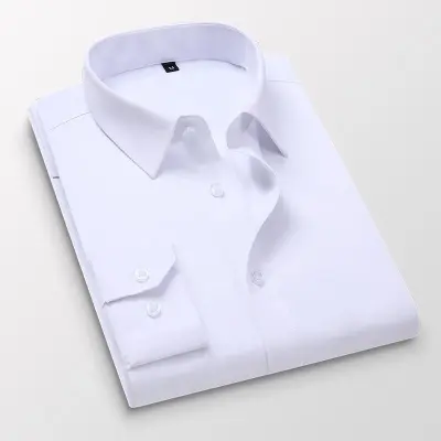 Men Fashion Slim Fit Solid Color Long Sleeve Dress Shirts with Pocket