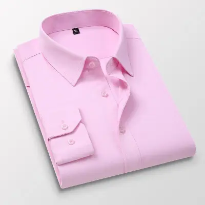 Men Fashion Slim Fit Solid Color Long Sleeve Dress Shirts with Pocket