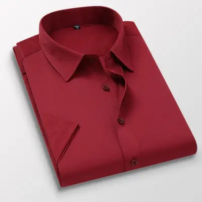 Men Fashion Slim Fit Solid Color Long Sleeve Dress Shirts with Pocket