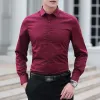 Solid Color Long Sleeve Shirt Burgundy