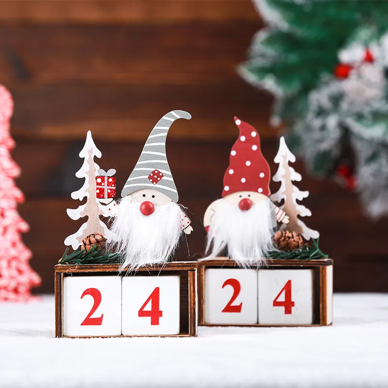 Christmas Wooden Pine Cone Old Man Calendar Decoration Party