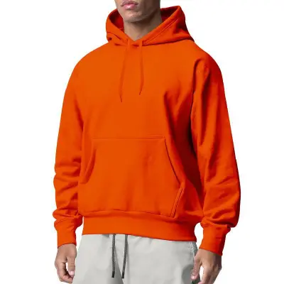 Men Fall Winter Plus Size Fleece Lined Long Sleeve Sports Pullover Hoodie