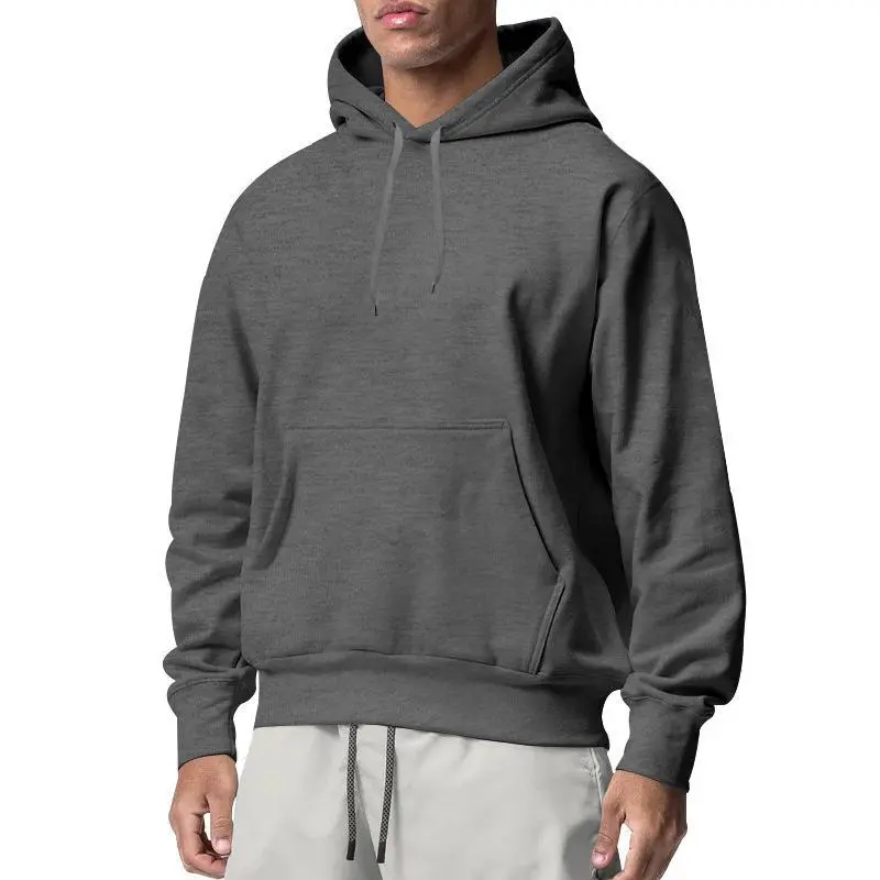 Men Fall Winter Plus Size Fleece Lined Long Sleeve Sports Pullover Hoodie