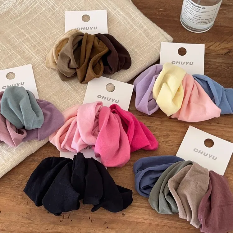 Women Fashion Soft High Elastic Wide Brimmed Hair Ring 4Pcs-Bag