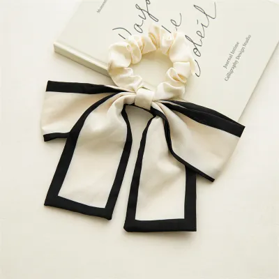 Women Fashion Bow Ribbon Large Intestine Hair Ring High Elasticity Japan And South Korea Fresh And Sweet Fabric