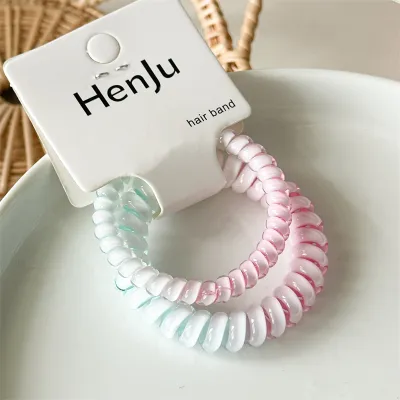 Women Fashion Multicolor Gradient Telephone Line High Elastic Hair Ring