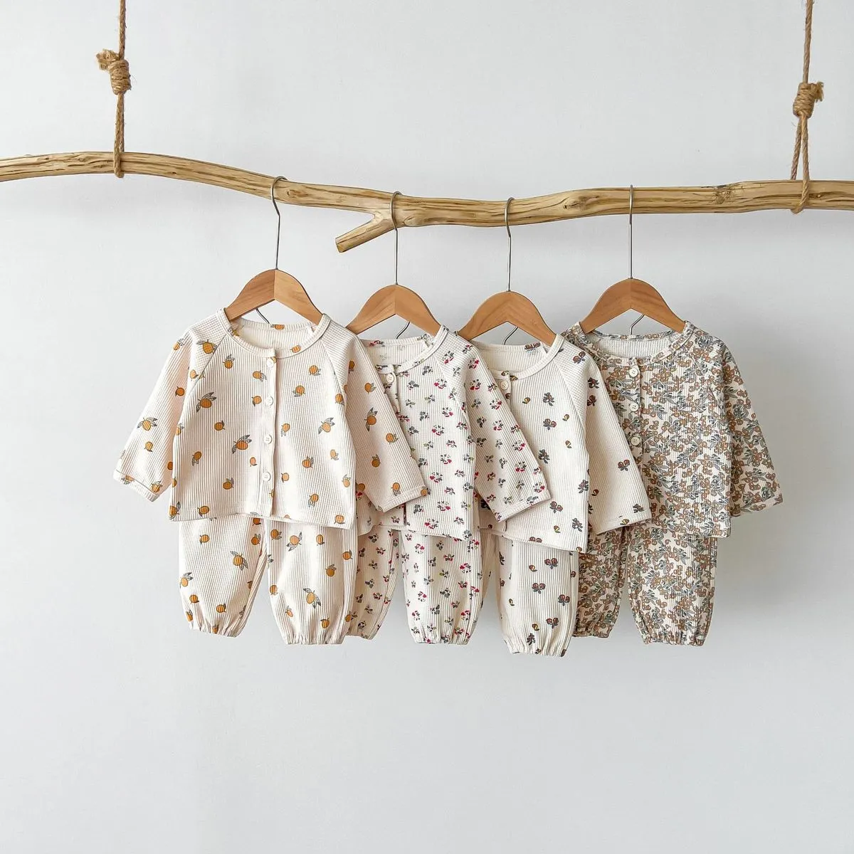 Kids Baby Girls Casual Cute Tiny Flower Print Long Sleeve Top Trousers Cotton Set