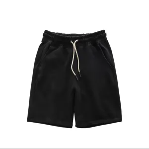 Men Fashion Casual Solid Color Drawstring Loose Fit Shorts