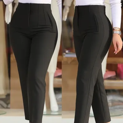 Women Slim-Fit Cropped Pants Polyester Spandex High Elastic