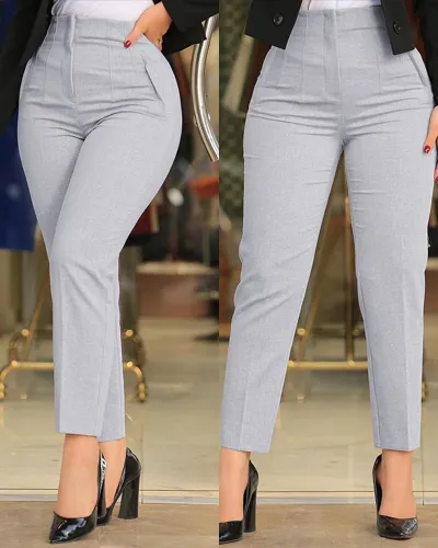 Women Slim-Fit Cropped Pants Polyester Spandex High Elastic