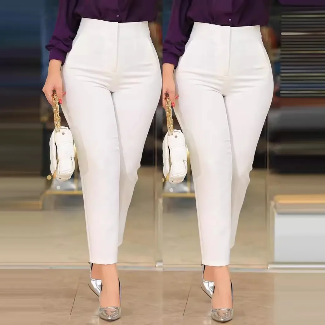 Women Slim-Fit Cropped Pants Polyester Spandex High Elastic