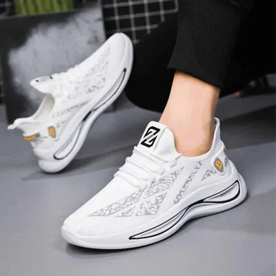 Men Fashion Leisure Sports Mesh Ventilated Lace-Up Thick-Soled Sneakers
