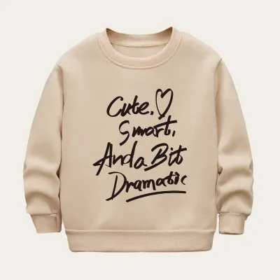 Kids Toddler Boys Girls Casual Cute Alphabet Print Fleece Long Sleeve Sweatshirt