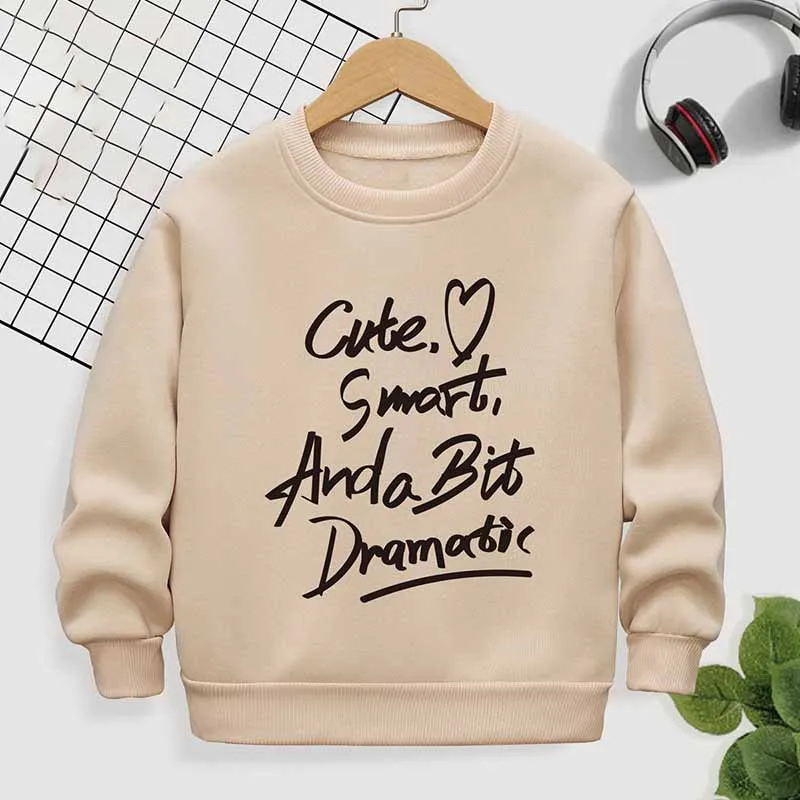 Kids Toddler Boys Girls Casual Cute Alphabet Print Fleece Long Sleeve Sweatshirt