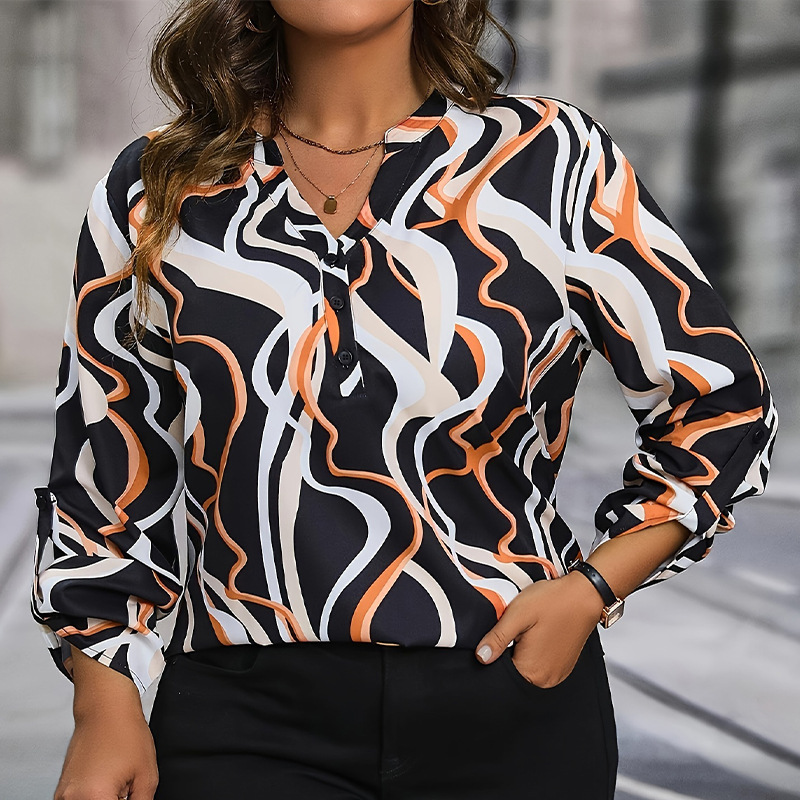 Wholesale Women Fashion Plus Size Geometric Print Long