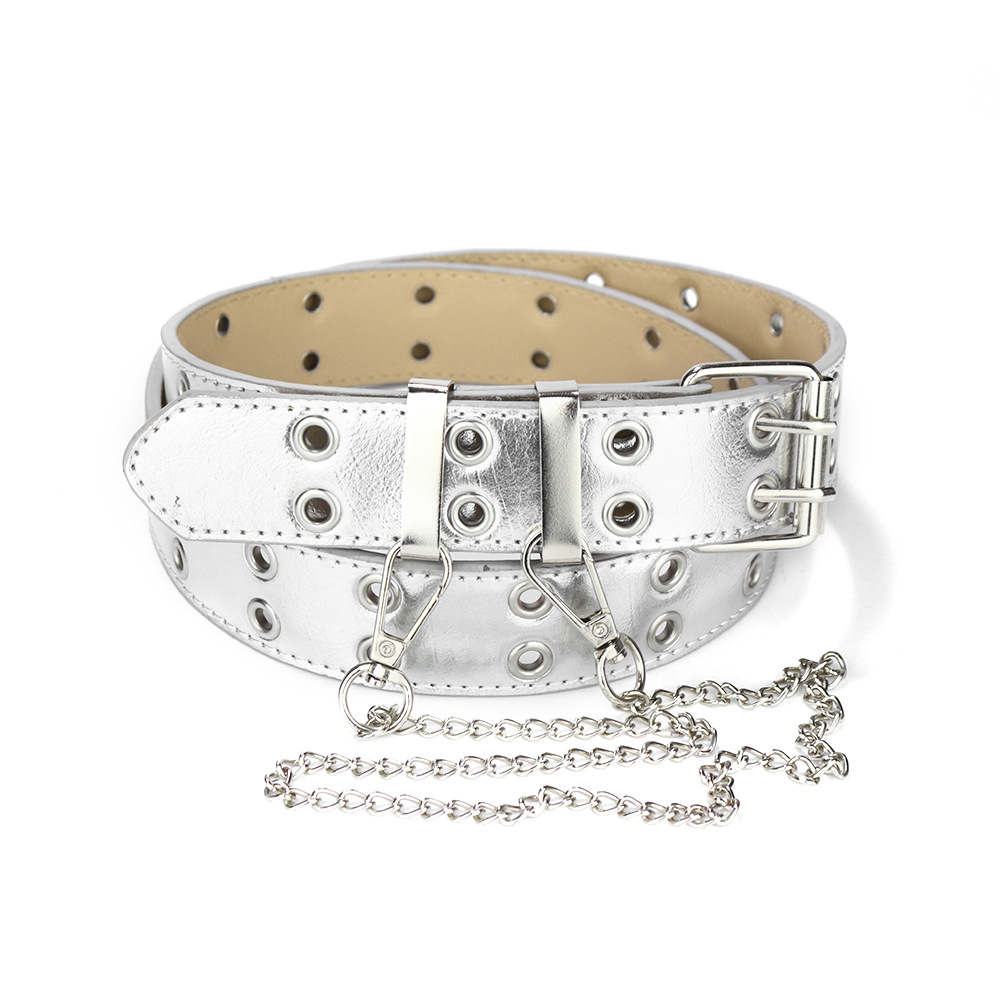 Wholesale Women Fashion Y2K Chain Alloy Pin Buckle PU Belt
