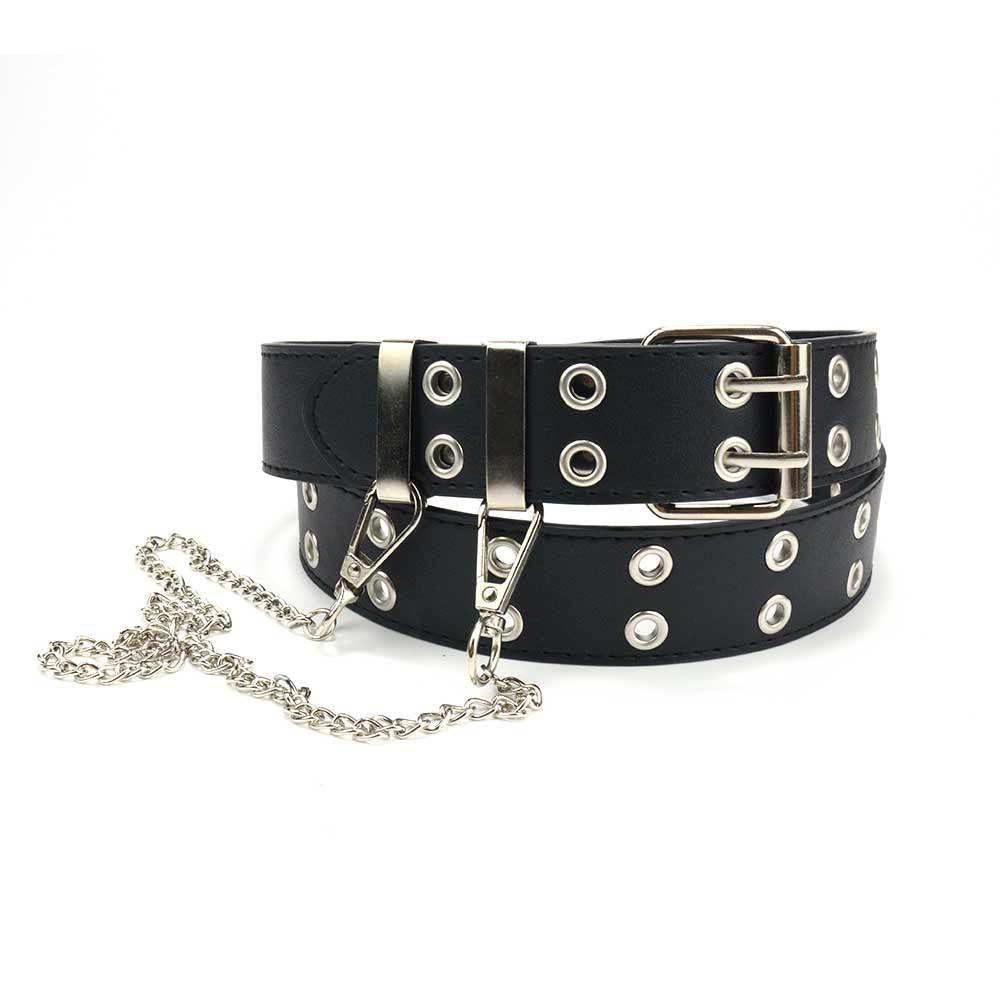 00s y2k Scab Belt Loop Pouch 裏原 ギャル Wholesale Women Fashion Y2K Chain Alloy Pin Buckle PU Belt