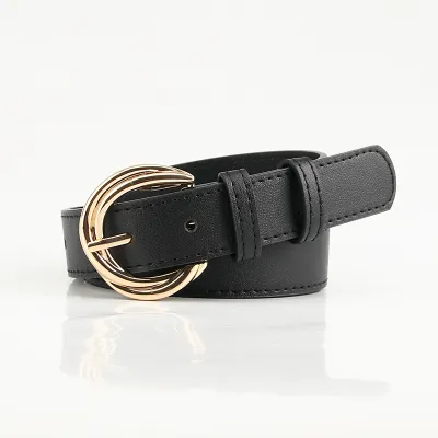 Women Fashion Simple Alloy Pin Buckle PU Leather Belt