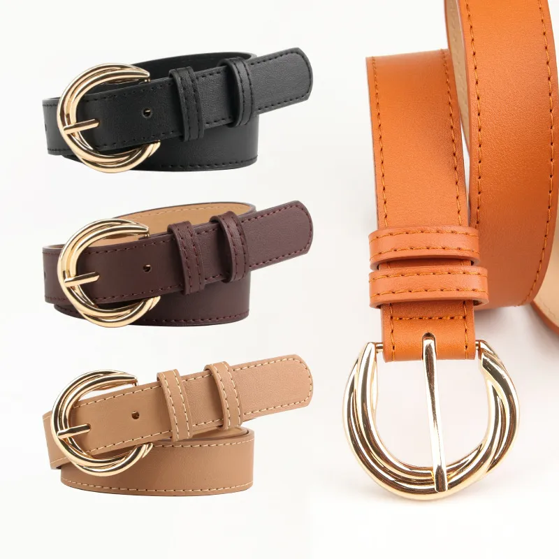Women Fashion Simple Alloy Pin Buckle PU Leather Belt