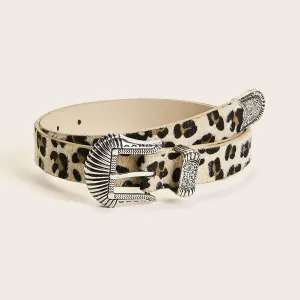 Women Fashion Vintage Leopard Print Belt