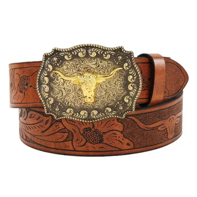 Women Vintage Western Cowboy Imitation Leather Belt with Pin Buckle
