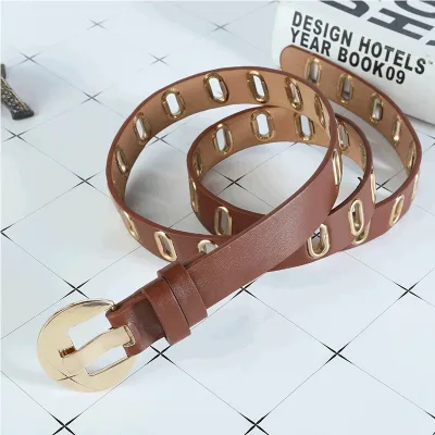 Women Simple PU Non-Perforated Elastic Belt