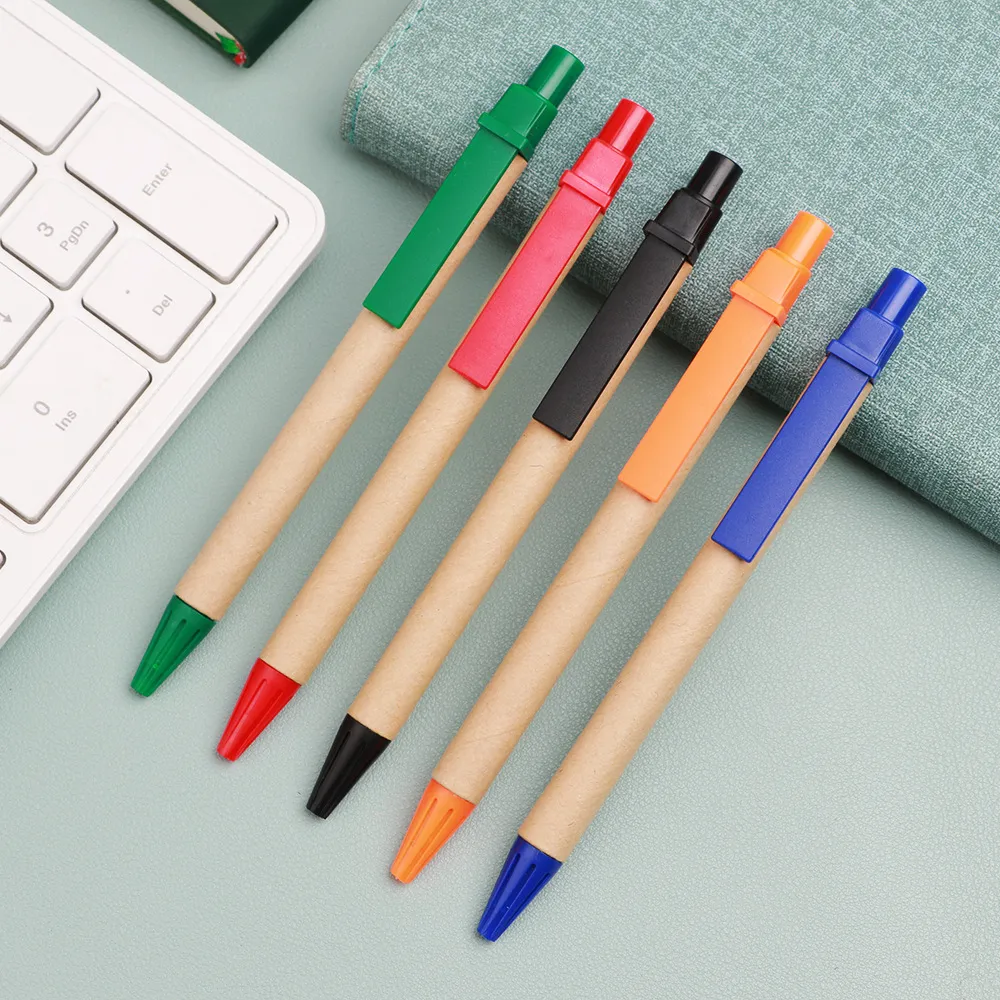 Simple Creative Abs Environmental Protection Kraft Paper Tube Press Paper Ball Pen