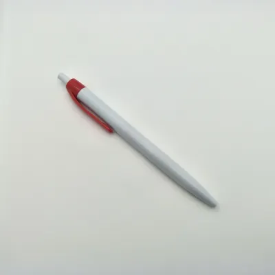 Simple White Stick Push Ballpoint Pen