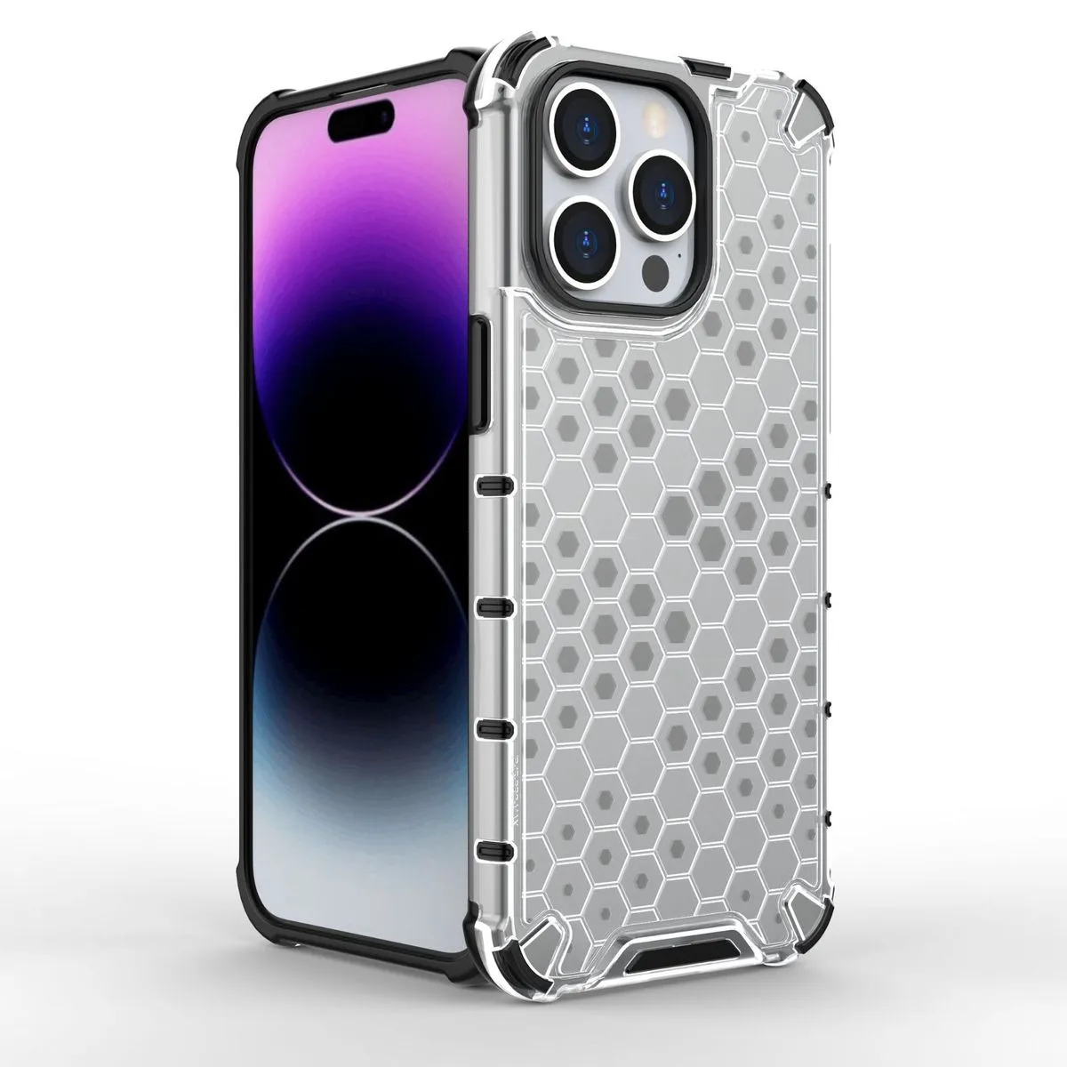 Simple Fashion Honeycomb Transparent Drop-Resistant Apple Phone Case with Four Corner Protection