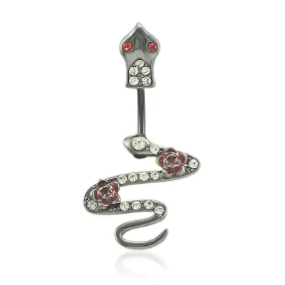 Women Fashion Creative Snake Bat Bee Stainless Steel Diamond Navel Ring Body Piercing Jewelry