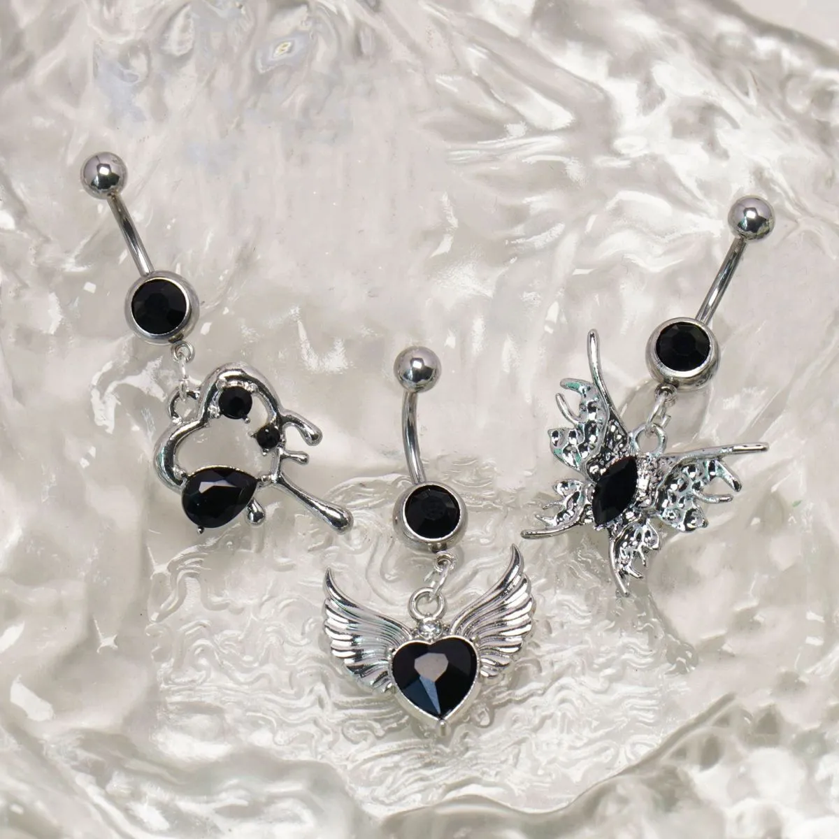 Women Fashion Creative Heart-Shaped Butterfly Stainless Steel Navel Body Piercing Jewelry