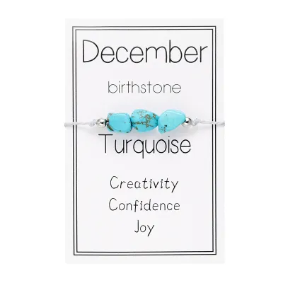 Women Simple December Birth Stone Handmade Woven Adjustable Bracelet