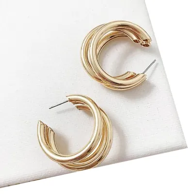 Bohemian Exaggerated C-Shaped Multi-Layer Alloy Earrings