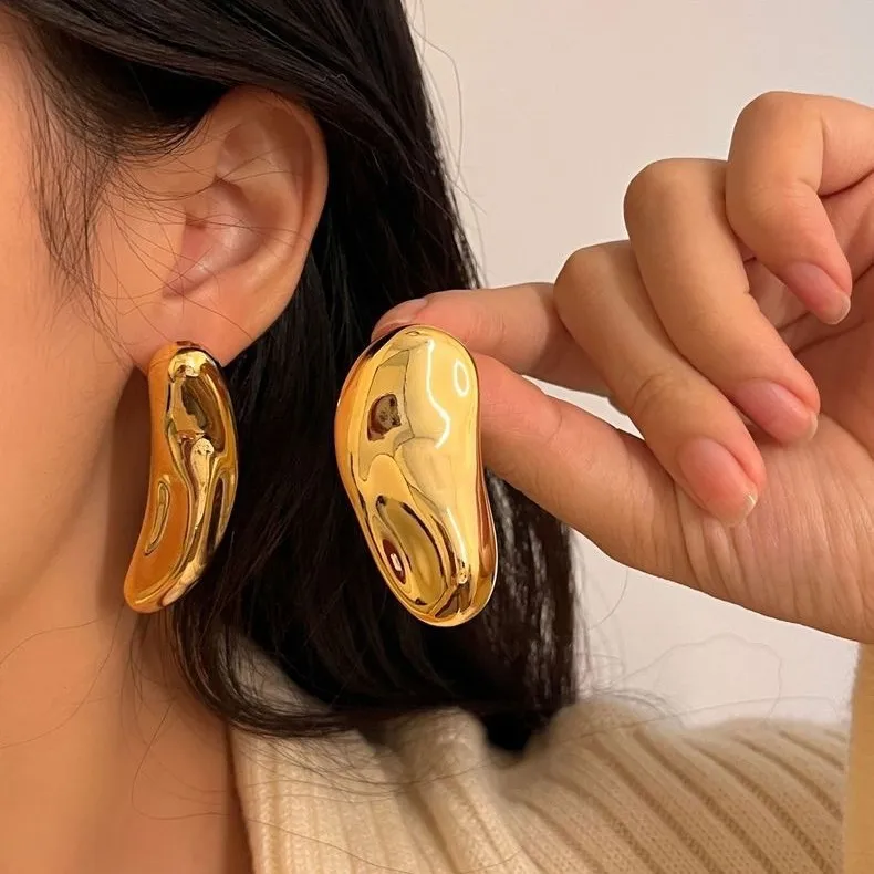 Women's Fashion Creative Retro Corrugated Asymmetric Geometric Earrings