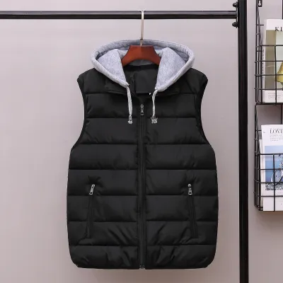 Men's Thickened Quilted Down Coat Vest Loose Fit for Autumn Winter