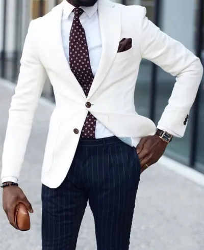 Men Business Casual Plaid Double Button Slim Fit Plus Size Blazer