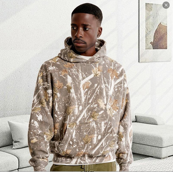 Wholesale Autumn Winter Men Long Sleeve Camouflage Jungle Maple Leaf Branch Pattern 3d Printed Hoodie