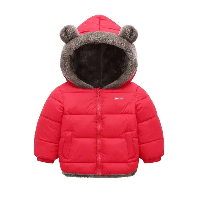 Toddler Girls Boys Winter Hooded Plush Down Coat with Lamb Fleece