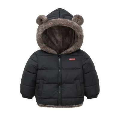 Toddler Girls Boys Winter Hooded Plush Down Coat with Lamb Fleece